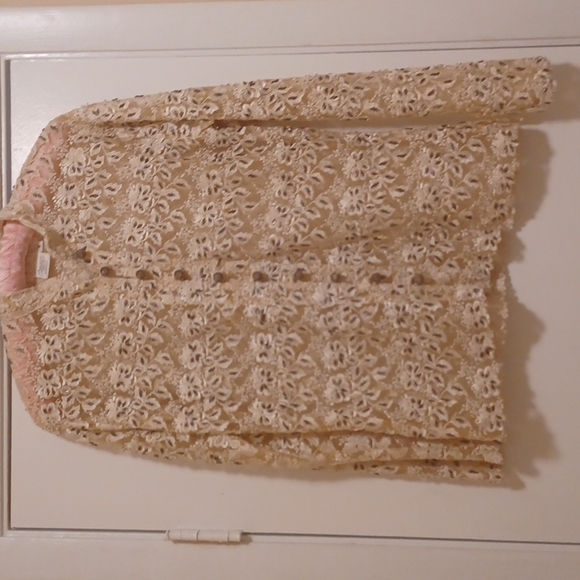 Cache Vintage lace and beaded top Chinese collar antique buttons size small - Picture 5 of 8